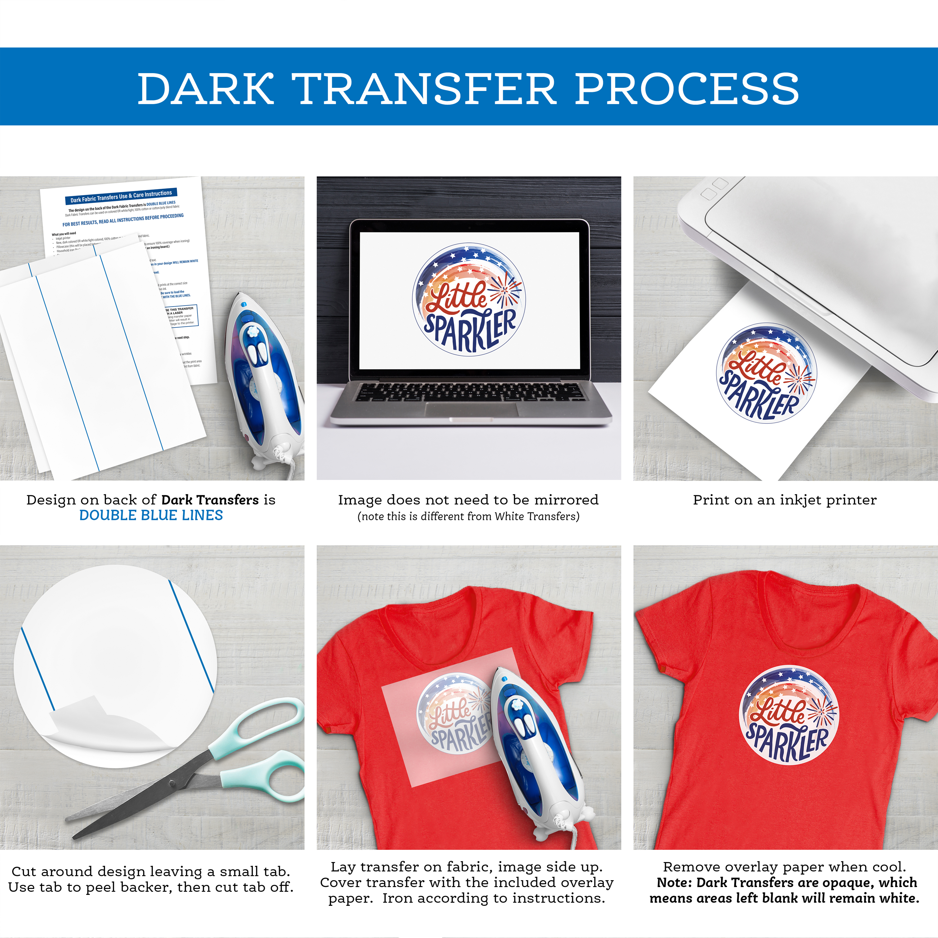Pen + Gear Dark Fabric Transfer Paper for Colored Fabrics, Inkjet